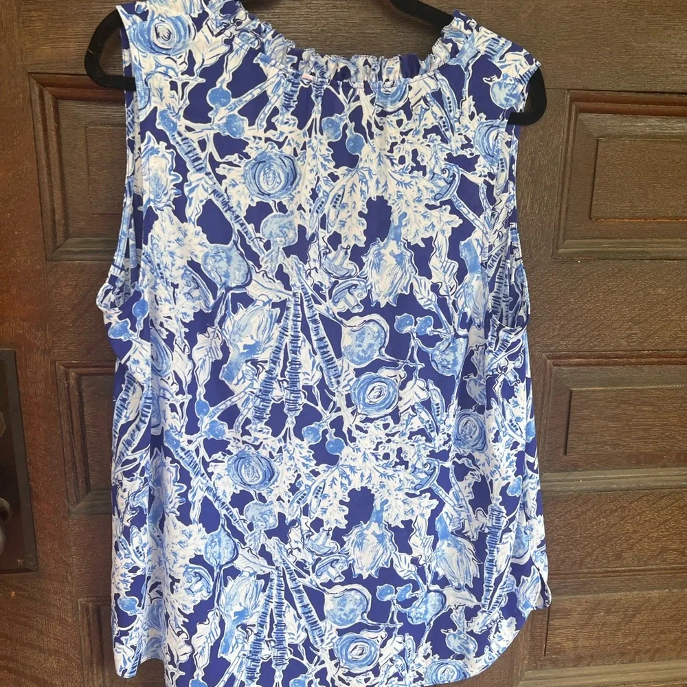 Lilly Pulitzer Almandine Top Sleeveless in Pretty Peas EUC XL - Picture 4 of 4